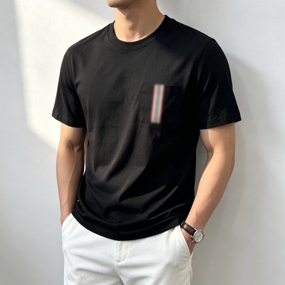 SEASONMARK口袋条纹纯色短袖