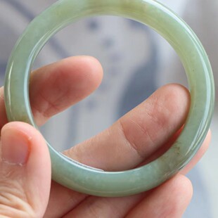 保真天然和田玉手镯53圈口证书编号1140895青蓝色 新疆且末料