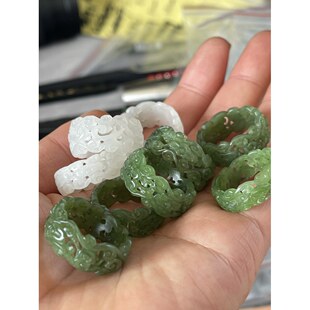 保真天然无优化和田玉指环戒圈20㎜直径22号23号戒指24120104