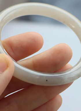 保真天然和田玉手镯56圈口证书1141104藕粉色烟灰色 青海料圆条