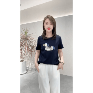 【马上有钱花T~】空气棉 ！韩版休闲重工艺刺绣正肩短袖T恤女透气