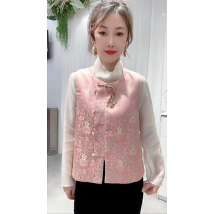 【八宝缠枝莲】宋锦缎面新中式对襟马甲外套真丝国风上衣开衫外搭