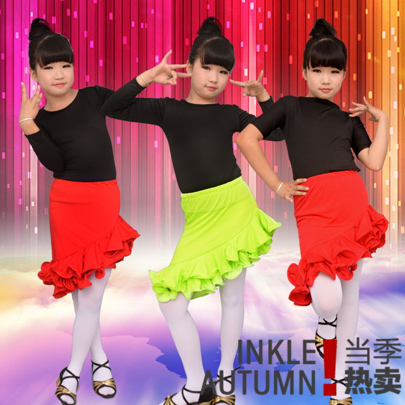 儿童拉丁舞服夏女童跳舞裙子少儿练功服女孩舞蹈演出服比赛长短袖