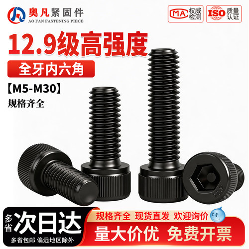 12.9级全牙内六角螺丝钉