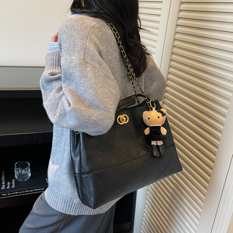 菱格链条单肩包大容量托特包女