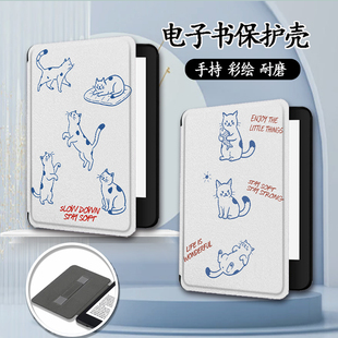 适用kindle kpw6卡通猫咪5手持4电子书oasis3保护套KOBO壳2潮 958