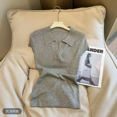 短袖针织t恤女洋气显瘦百搭上衣