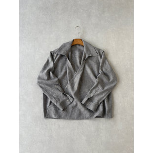 纫影 优雅少爷 交襟花纱肌理翻领道袍长袖 多形态 老钱风 衬衫 H1c