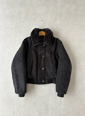 H1c 雪夜*翻领毛领雪尼尔廓形短款棉服外套 力量廓形/优雅氛围