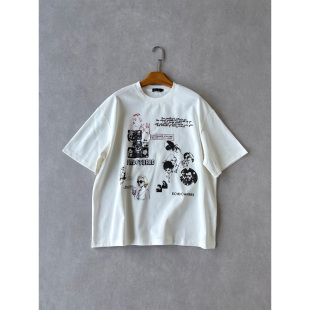 好莱坞 短宽版 涂鸦印花235g索罗娜Boxy短袖 凉感舒适 型 T恤 H1c