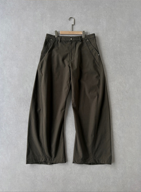 H1c 螺旋*多弧弯刀解构硬挺复合阔腿工装长裤 时装廓形/多线解构