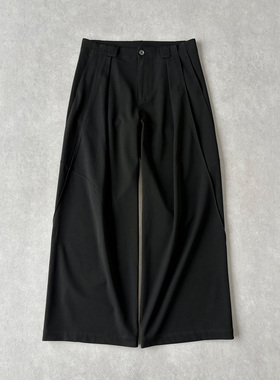 H1c 缠迹*结构弯刀阔腿A字TR西裤 多线分割/腿形修饰/抗皱易理