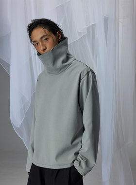 H1c 菱形肌理感明线黑白撞色高领boxy打底衫长袖 Cleanfit/Vibe