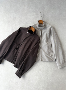 H1c 棱*肌理天丝棉混纺工装短宽哈灵顿夹克 多线解构/短宽阔型