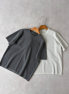 H1c 蛇鳞*肌理针织正肩合身纯棉短袖 小领口/亲肤舒适/身材修饰