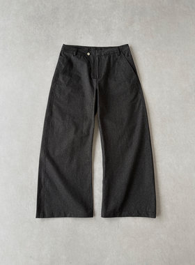 H1c 烬*天丝锦棉混纺解构叠袋阔腿工装裤 弯刀廓形/特殊肌理