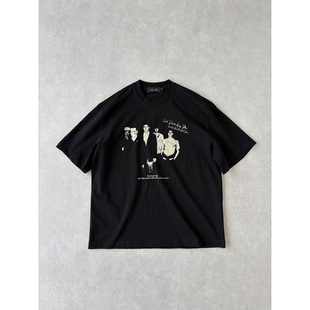 Boxy H1c 短款 海报做旧人像摇滚印花270g纯棉短袖 小领口 黑旗巡演