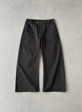 H1c 烬*天丝锦棉混纺解构叠袋阔腿工装裤 弯刀廓形/特殊肌理