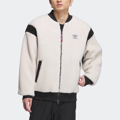【马思纯同款】Adidas阿迪达斯三叶草男女羊羔绒双面穿外套IX4214
