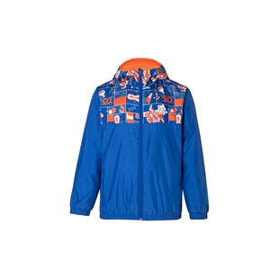 adidas夹克 Logo字母印花图案连帽外套 蓝色 儿童款HM9622