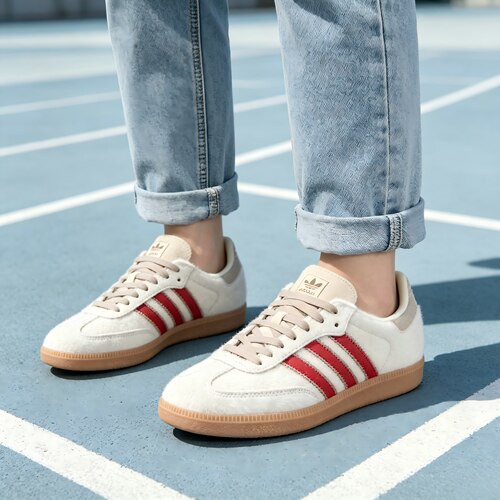 adidas originals SAMBA OG 舒适百搭 板鞋 女款 米白红JS3935
