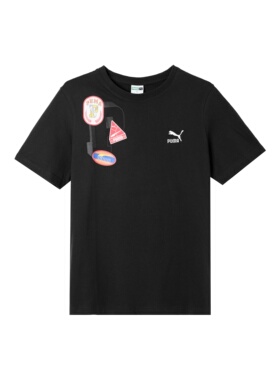 PUMA彪马字母Logo复古徽标印花圆领短袖T恤男款黑色623250-01