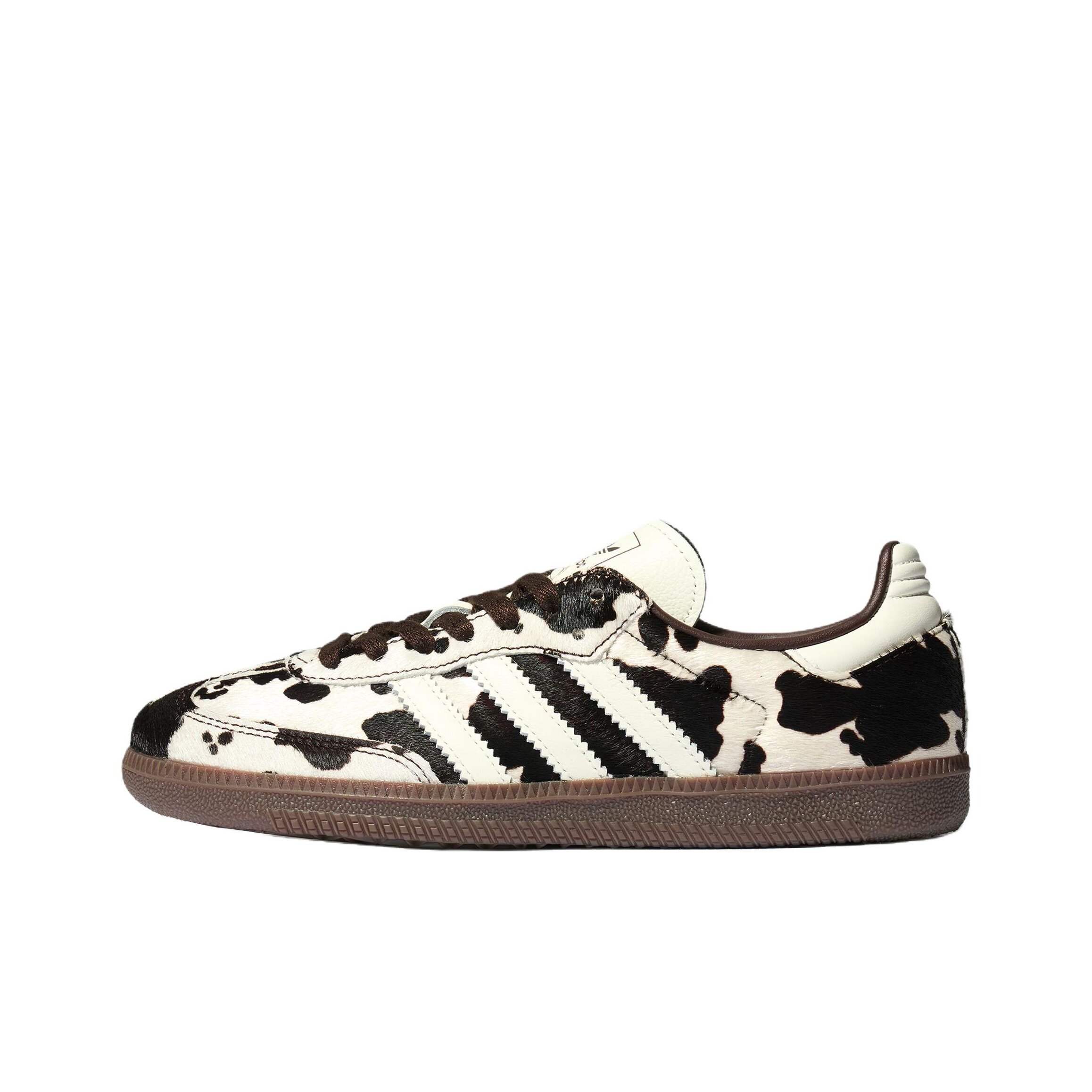 adidas originals 经典奶牛纹印花 舒适德训鞋女款深棕白KK2238