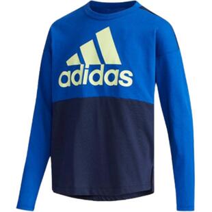 adidasT恤B MHBOS百搭舒适吸汗长袖 蓝色青少年DU9752