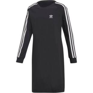 adidasoriginals舒适百搭套头圆领长袖连衣裙女款黑/白DH2682