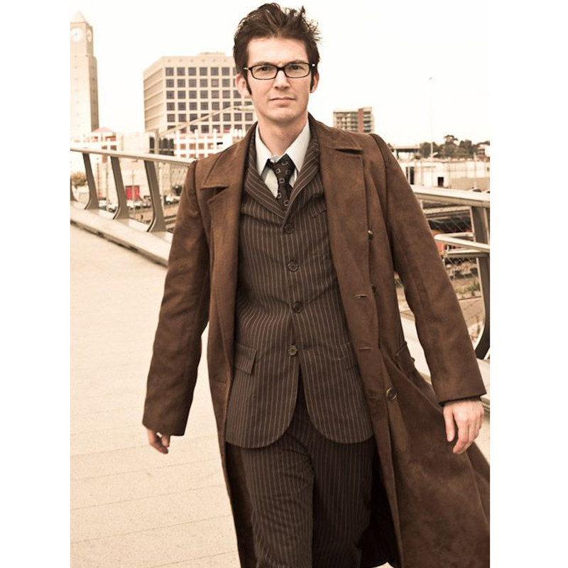 TENTH DOCTOR COAT OF THE SCI-FI SERIES DOCTOR WHO BROWN COAT BY DAVID TENNANT