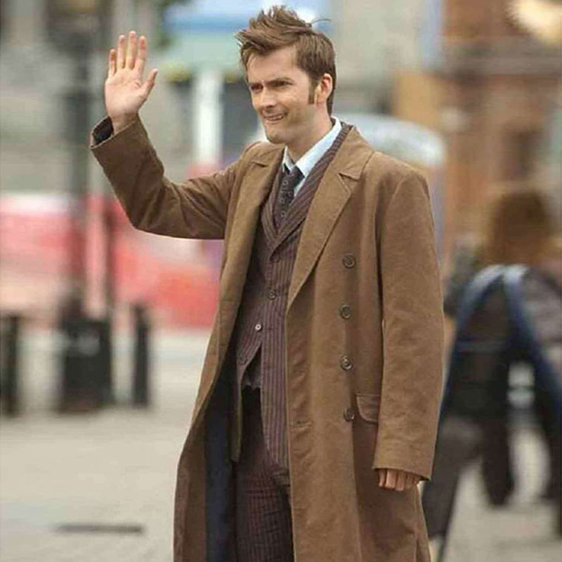 TENTH DOCTOR COAT OF THE SCI-FI SERIES DOCTOR WHO BROWN COAT BY DAVID TENNANT