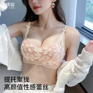 多情猫性感蕾丝内衣女士小胸聚拢显大2025新款夏季无钢圈挂脖文胸