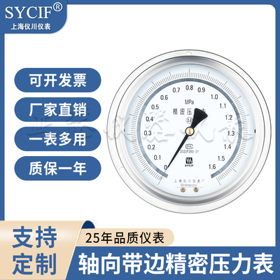 上海仪川轴向带边精密压力表YB-150AZT 0.4级/0.25级 0-60mpa