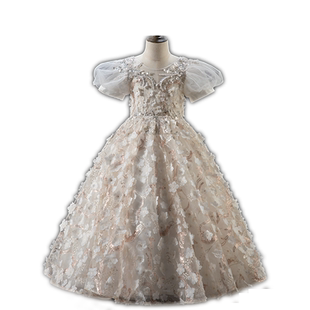 女童礼服长裙儿童洋气质泡泡袖公主裙晚宴会T台模特走秀钢琴演出