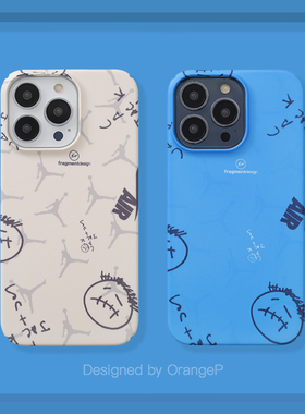 Travisscott联名藤原浩iPhone14pro磨砂菲林壳15蓝色适用于苹果13Promax手机壳个性XR时尚潮流12保护套11硬壳