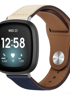 适用fitbit versa/versa2/versa3/sense按扣合成皮表带爱马反扣