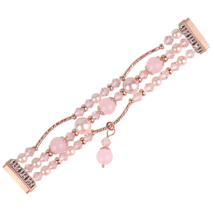 适用蜚比fitbit versa3/4/sense1/2珠宝表带彩色玛瑙手链编织腕带