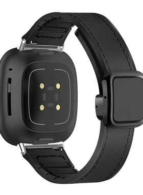 适用fitbit versa1/2/3/4硅胶贴皮表带sense1/2折叠扣反扣磁吸