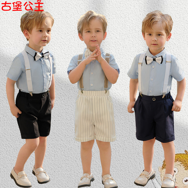 六一儿童大合唱演出服男童背带短裤礼服幼儿园儿童西装主持人朗诵