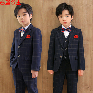 子宝宝周岁生日婚礼表演礼服 男孩英伦风格 儿童套装 男童帅气小西装