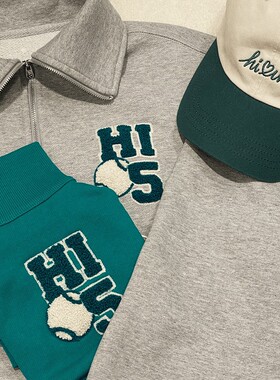 国内现货～韩国人宠亲子装Hifive网球半拉链卫衣（主人穿）