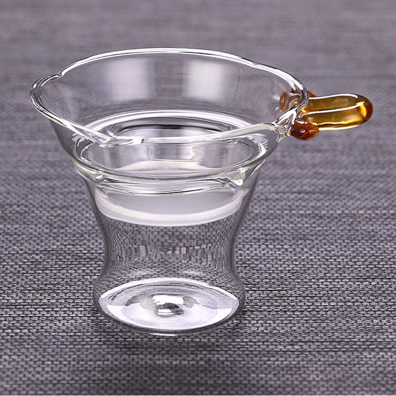 玻璃茶漏彩把茶滤器茶叶过滤网滤茶器透明玻璃功夫茶具配件过滤漏