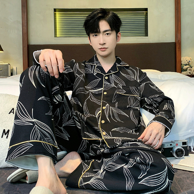 男士冬季空气棉加厚睡衣套装