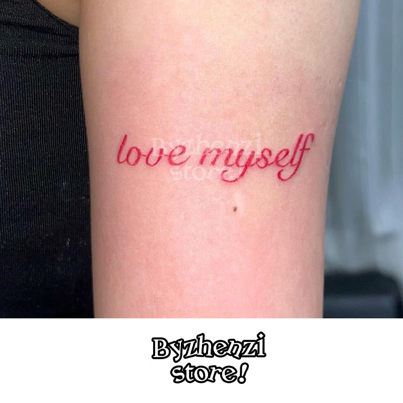 byzhenzi榛子本铺爱自己芭比风甜美英文小字少女心手腕纹身贴防水
