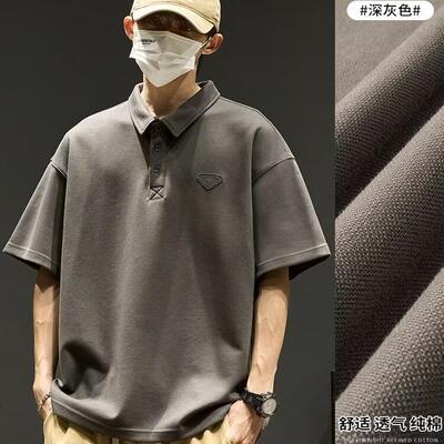 潮牌夏季五分半袖POLO衫港风休闲
