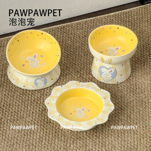 PAWPAWPET泡泡宠加高护颈猫狗碗适用多款器型陶瓷宠物食盆水碗