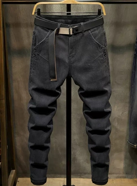 牛仔裤男潮牌弹力修身小脚2026春秋季新款潮流黑色休闲百搭长裤子
