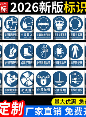 2026新版安全警示标识牌防水防晒