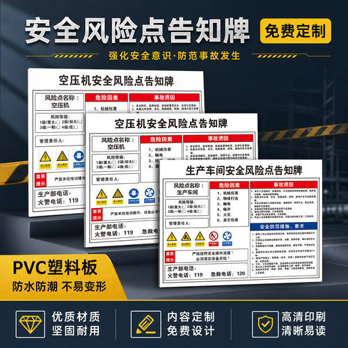 安全风险点提示牌车间仓库