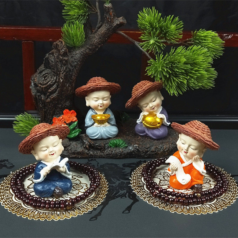 四不小和尚草帽保平安汽车小饰品汽车摆件车内饰品呆萌小可爱公仔